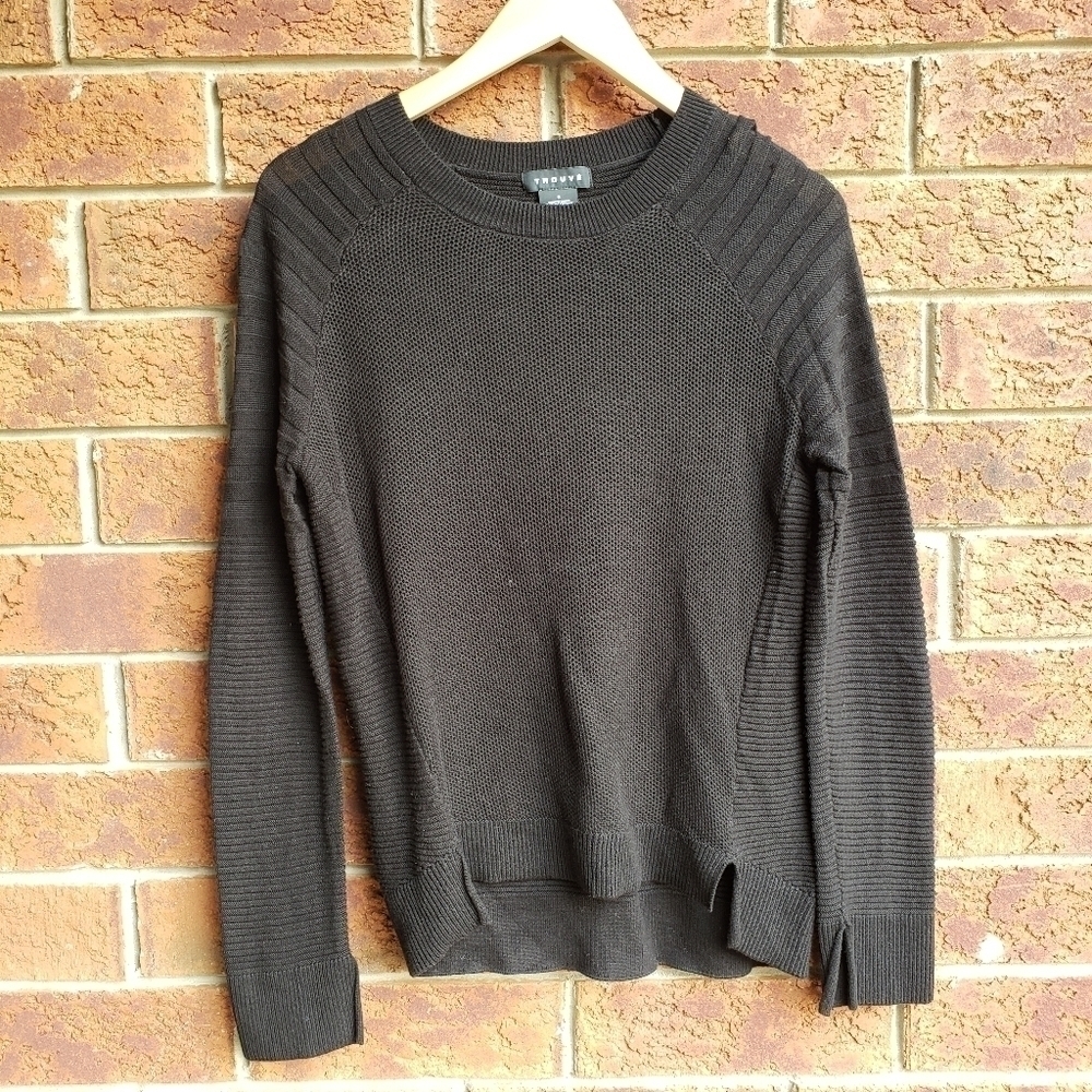 Trouve Mix Rib Women Black Sweater Size S